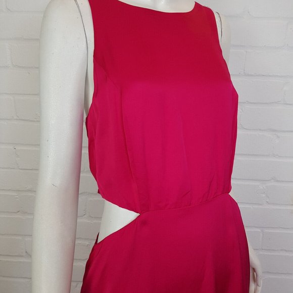 By Anthropologie Audrey Satin Midi Dress UK 16 US 12 Pink Cut Out BNWT - Picture 4 of 15